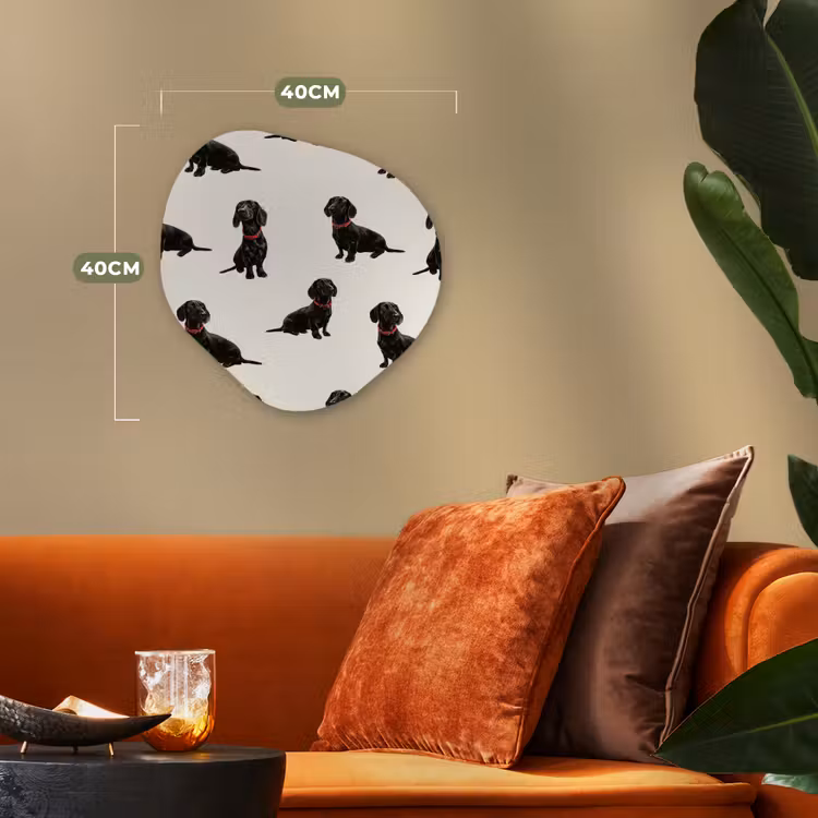 Hond - Patroon - Zwart Wandcirkel Organisch Forex 3mm klein 629 -sfeer3