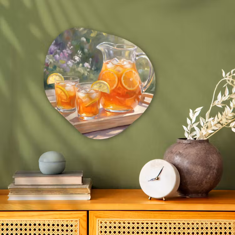 Drank - Citroen - Zomer - Tuin - Geel Wandcirkel Organisch Forex 3mm klein -sfeer2