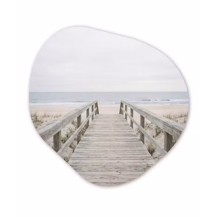 Duinen - Vlonder - Oceaan Wandcirkel Organisch Forex 3mm klein -3d