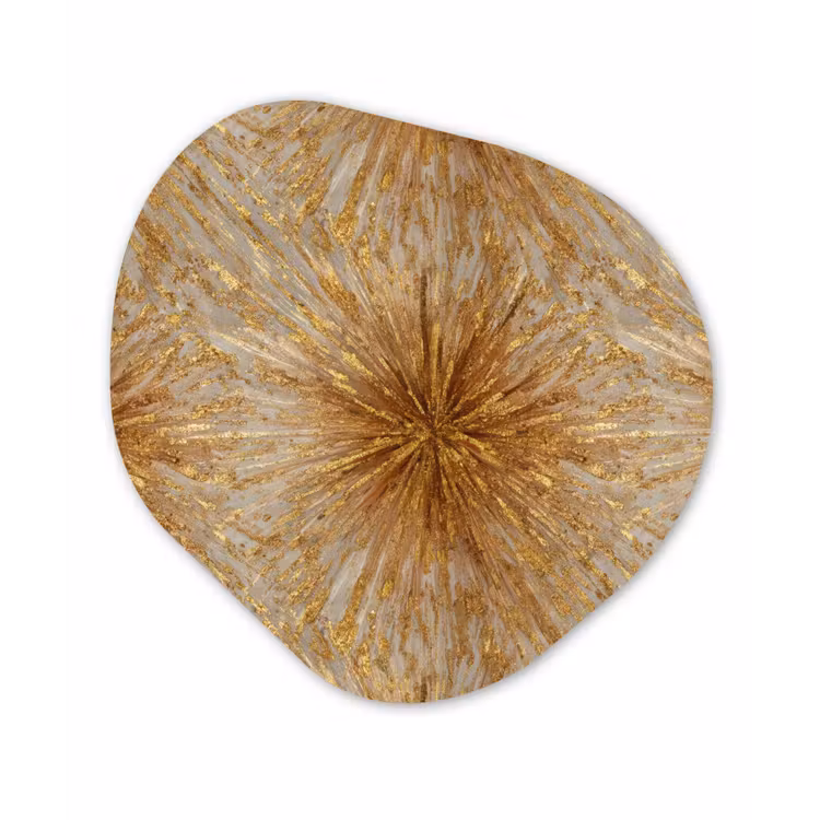 Explosie - Abstract - Goud - Wit Wandcirkel Organisch Forex 3mm klein 629 -3d