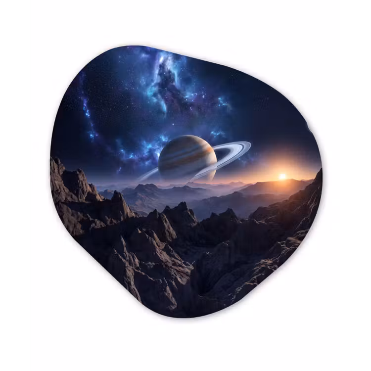 Fantasy - Kosmos - Landschap Wandcirkel Organisch Forex 3mm klein -3d