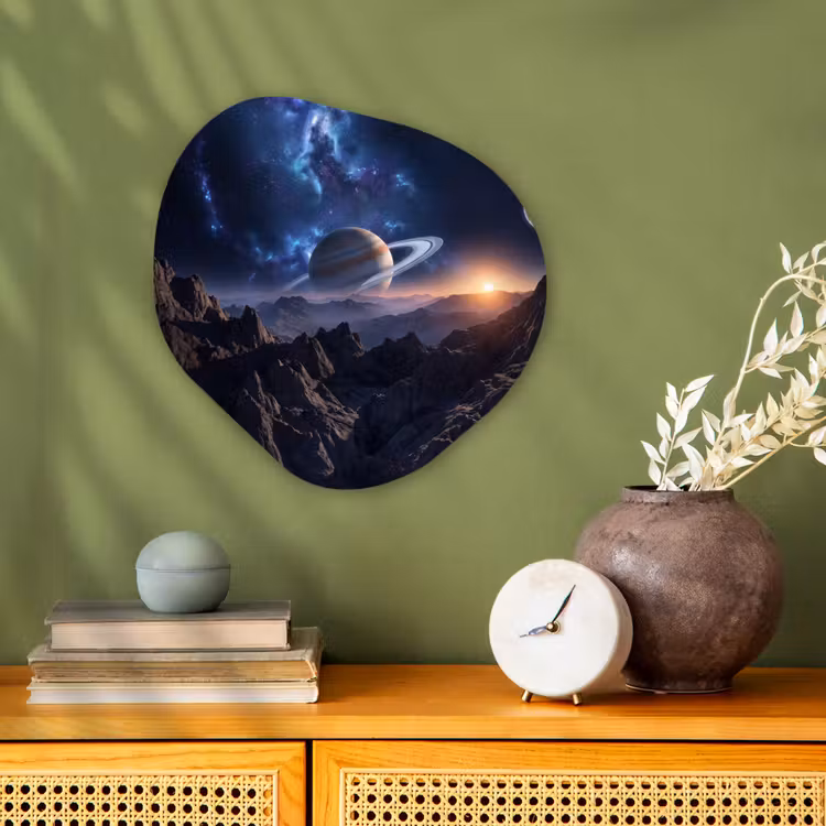 Fantasy - Kosmos - Landschap Wandcirkel Organisch Forex 3mm klein -sfeer2