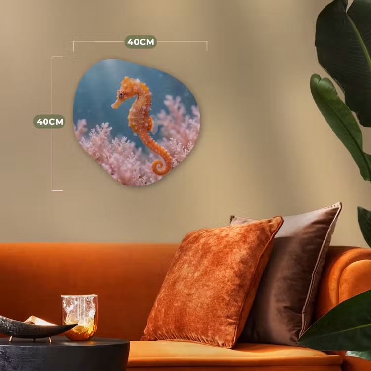 Vis - Koraal - Oceaan - Macro - Oranje Wandcirkel Organisch Forex 3mm klein -sfeer3