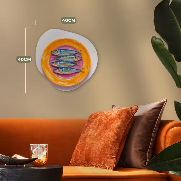 Vis - Vier - Eten - Modern - Kleurrijk Wandcirkel Organisch Forex 3mm klein -sfeer3