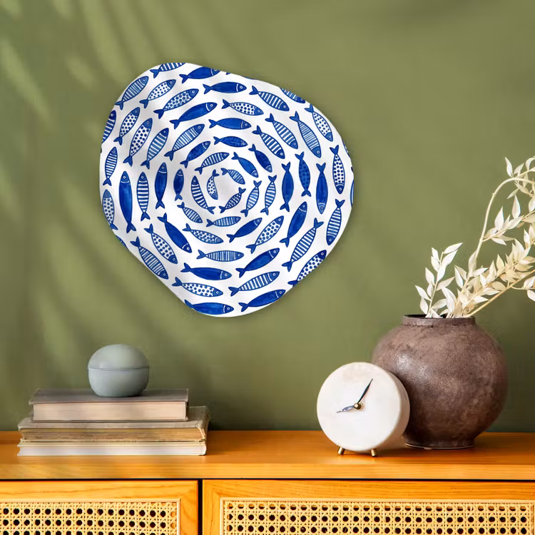 Vis - Patroon - Onderwater - Abstract - Blauw Wandcirkel Organisch Forex 3mm klein -sfeer2
