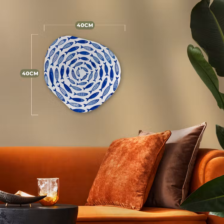 Vis - Patroon - Onderwater - Abstract - Blauw Wandcirkel Organisch Forex 3mm klein -sfeer3