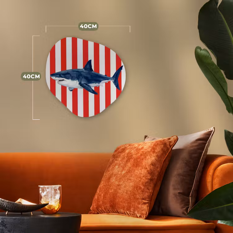 Vis - Haai - Zee - Illustratie - Blauw Wandcirkel Organisch Forex 3mm klein -sfeer3