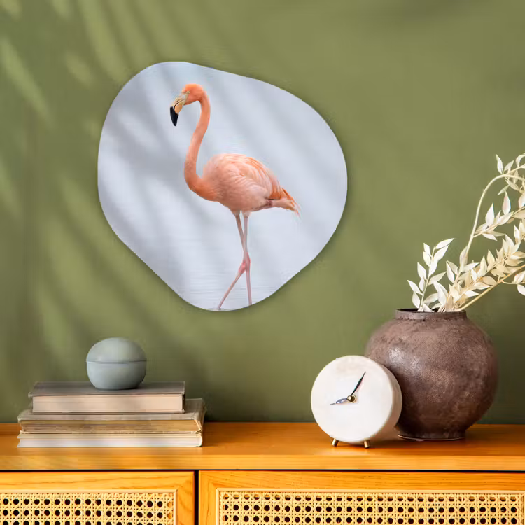 Flamingo - Zee - Roze Wandcirkel Organisch Forex 3mm klein -sfeer2