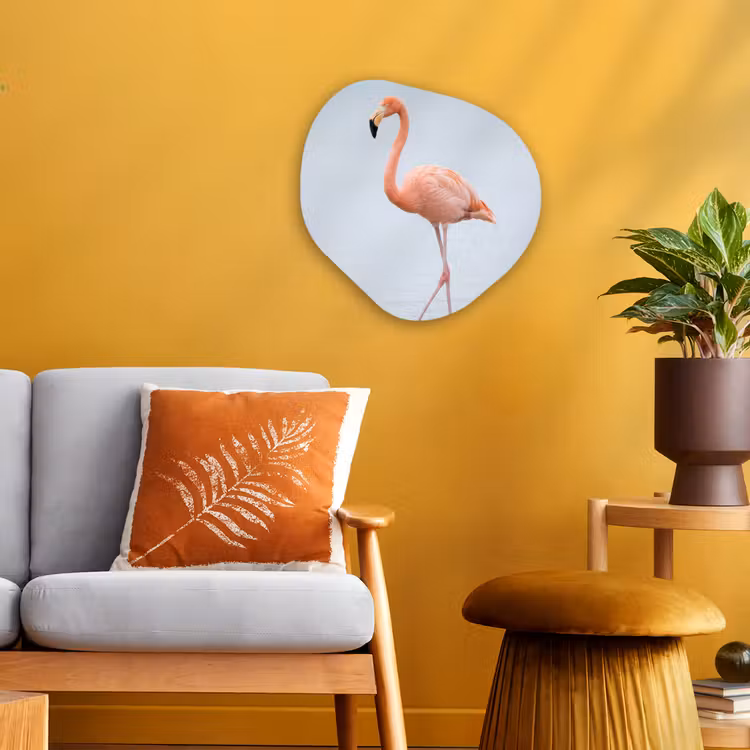 Flamingo - Zee - Roze Wandcirkel Organisch Forex 3mm klein -sfeer4