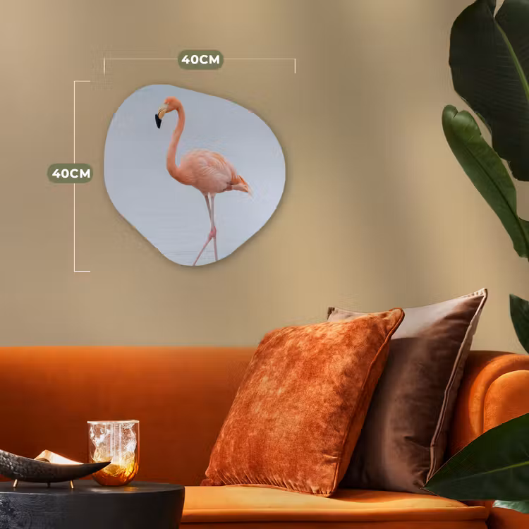 Flamingo - Zee - Roze Wandcirkel Organisch Forex 3mm klein -sfeer3