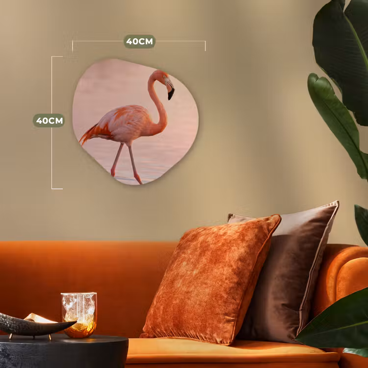 Flamingo - Water - Roze Wandcirkel Organisch Forex 3mm klein -sfeer3