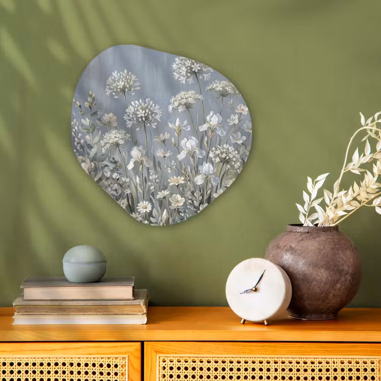 Bloemen - Botanisch - Blauw Wandcirkel Organisch Forex 3mm klein -sfeer2