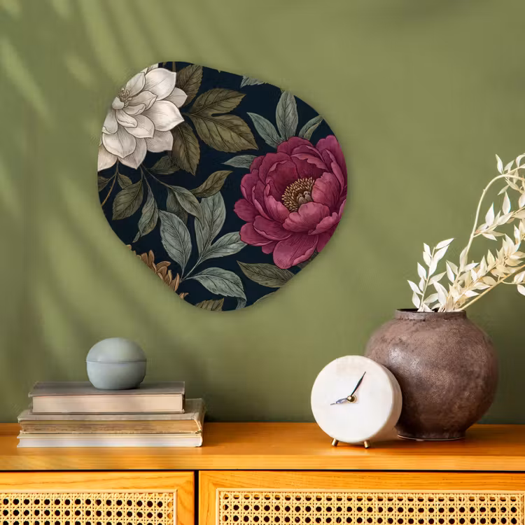 Bloemen - Botanisch - Illustratie - Donker - Vintage Wandcirkel Organisch Forex 3mm klein -sfeer2