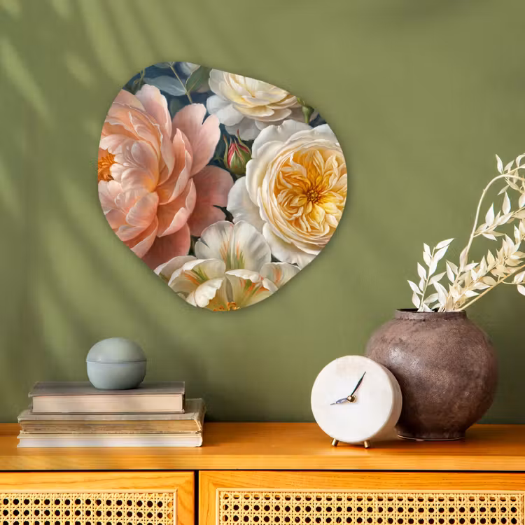 Bloemen - Boeket - Natuur - Klassiek - Kleurrijk Wandcirkel Organisch Forex 3mm klein -sfeer2