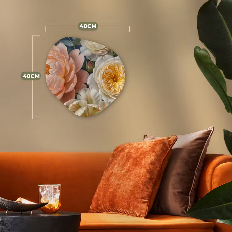 Bloemen - Boeket - Natuur - Klassiek - Kleurrijk Wandcirkel Organisch Forex 3mm klein -sfeer3