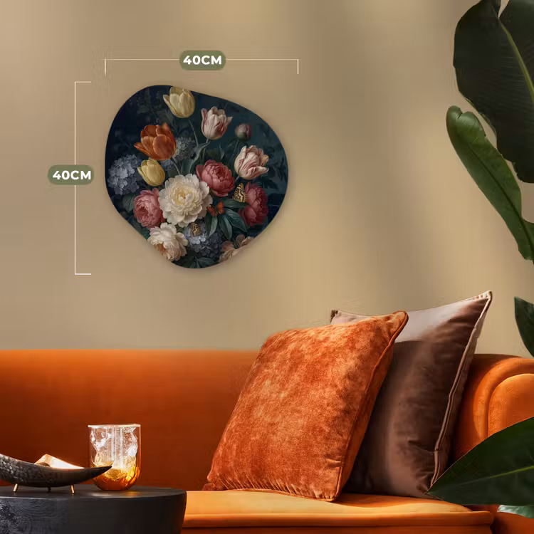 Bloemen - Boeket - Natuur - Klassiek - Donker Wandcirkel Organisch Forex 3mm klein -sfeer3