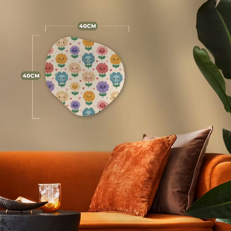 Bloemen - Hartjes - Kleurrijk Wandcirkel Organisch Forex 3mm klein 629 -sfeer3