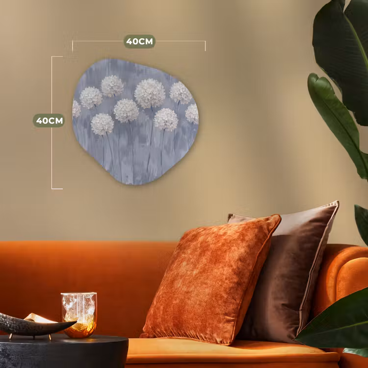 Bloemen - Illustratie - Blauw Wandcirkel Organisch Forex 3mm klein -sfeer3