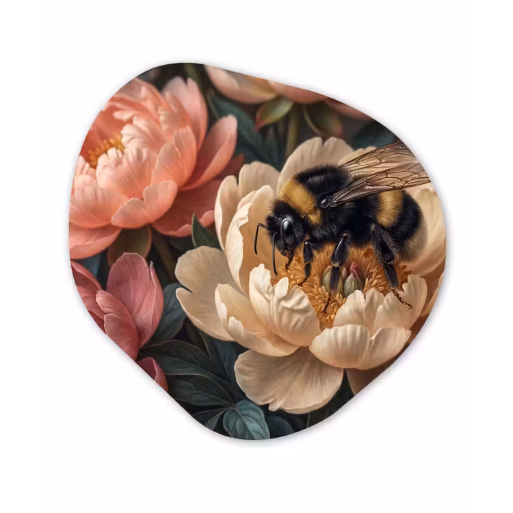 Bloemen - Insect - Natuur - Roze Wandcirkel Organisch Forex 3mm klein -3d