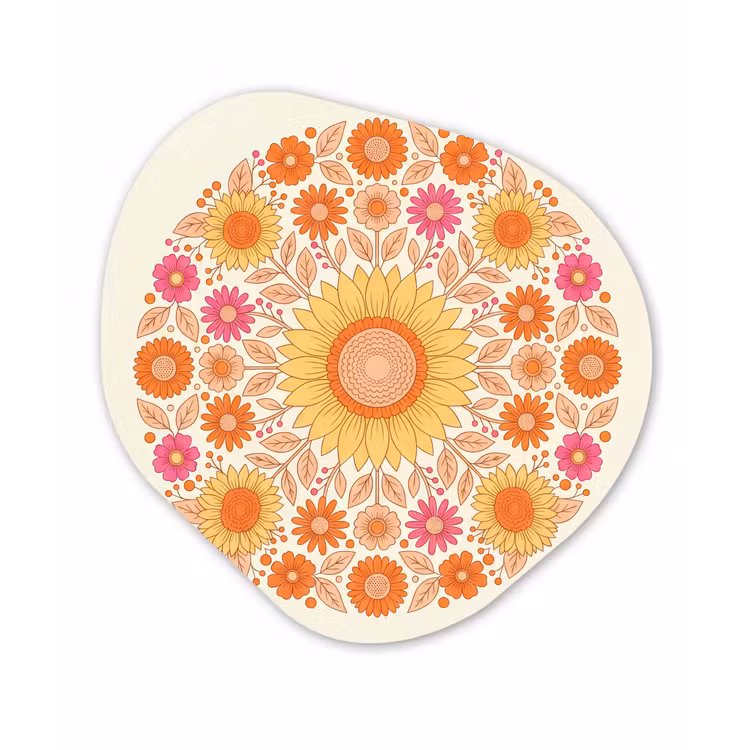 Bloemen - Mandala - Patroon - Kleurrijk Wandcirkel Organisch Forex 3mm klein -3d