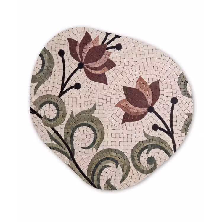 Bloemen - Mozaïek - Patroon - Abstract - Groen Wandcirkel Organisch Forex 3mm klein -3d