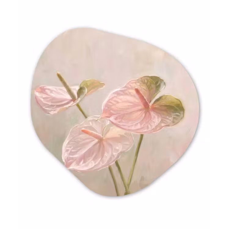 Bloemen - Pastel - Abstract - Natuur - Groen Wandcirkel Organisch Forex 3mm klein -3d