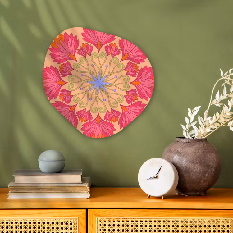 Bloemen - Patroon - Abstract - Roze - Decoratief Wandcirkel Organisch Forex 3mm klein -sfeer2