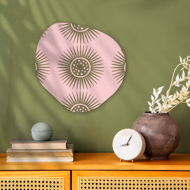 Bloemen - Patroon - Abstract - Roze - Groen Wandcirkel Organisch Forex 3mm klein -sfeer2