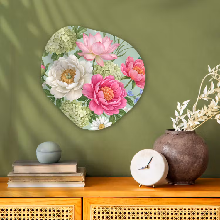 Bloemen - Patroon - Botanisch - Groen Wandcirkel Organisch Forex 3mm klein -sfeer2