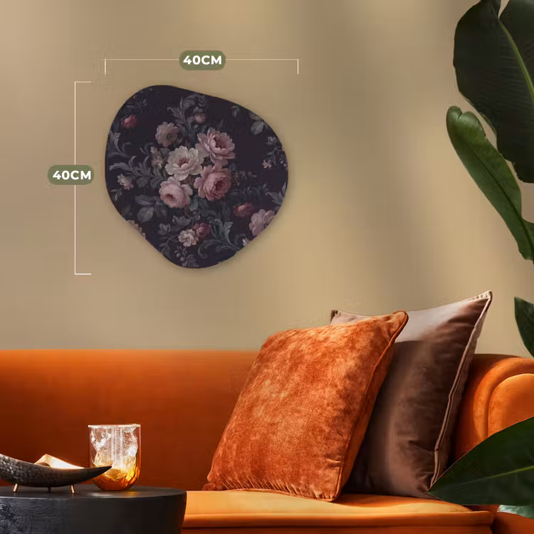 Bloemen - Patroon - Sierlijk - Roze - Donker Wandcirkel Organisch Forex 3mm klein -sfeer3