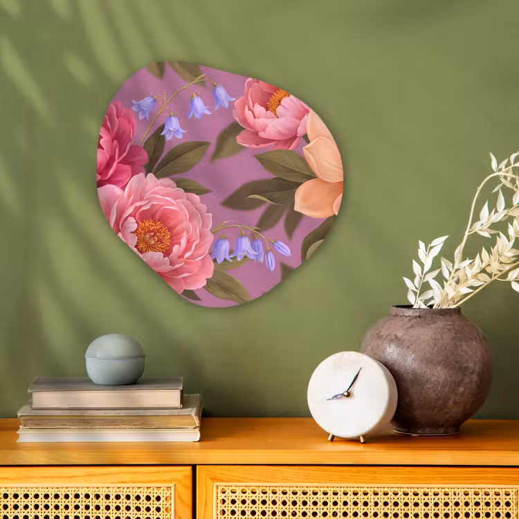 Bloemen - Patroon - Illustratie - Roze Wandcirkel Organisch Forex 3mm klein -sfeer2