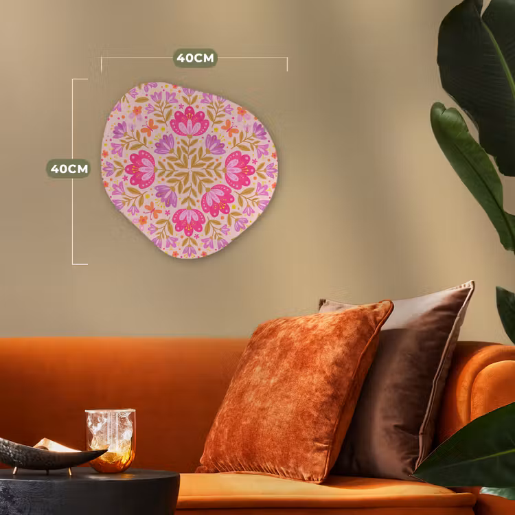 Bloemen - Patroon - Natuur - Abstract - Roze Wandcirkel Organisch Forex 3mm klein -sfeer3
