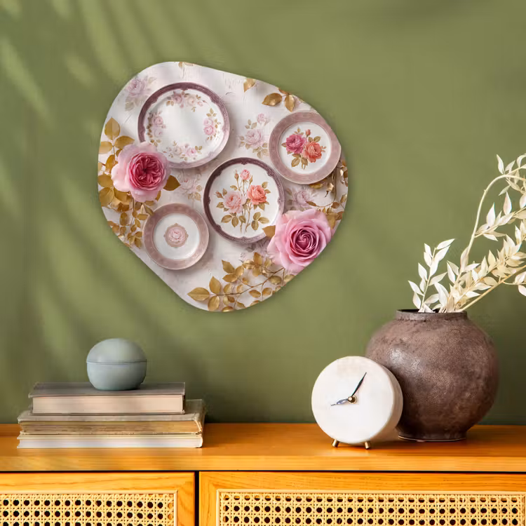 Bloemen - Patroon - Vintage - Roze - Decoratie Wandcirkel Organisch Forex 3mm klein -sfeer2
