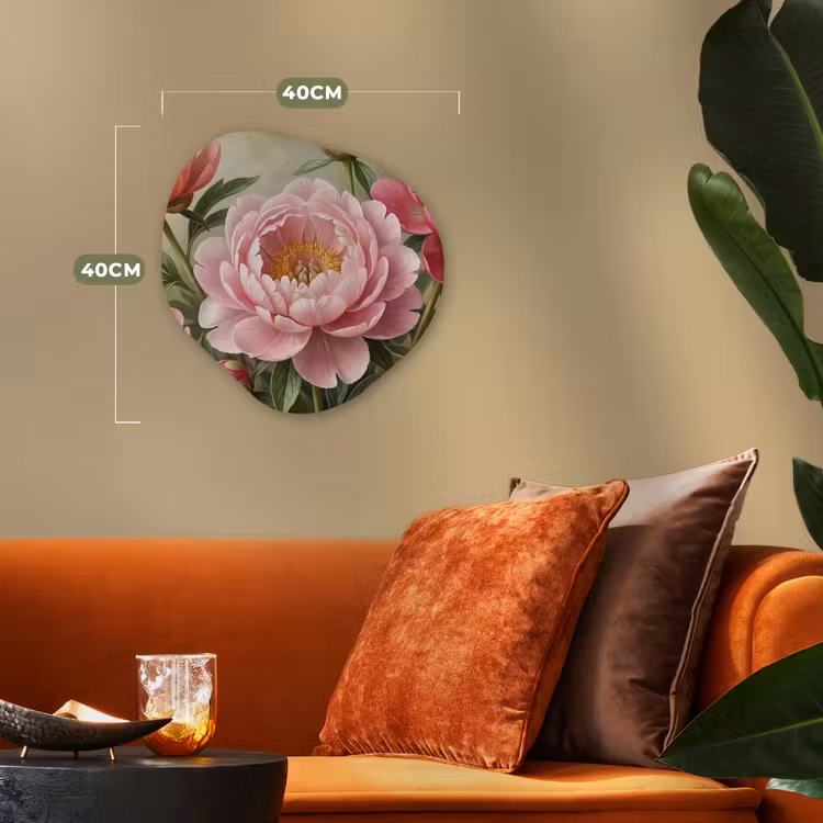Bloemen - Roze - Klassiek - Gedetailleerd - Natuur Wandcirkel Organisch Forex 3mm klein -sfeer3