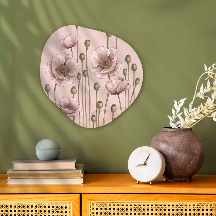Bloemen - Zomer - Natuur - Aquarel - Roze Wandcirkel Organisch Forex 3mm klein -sfeer2