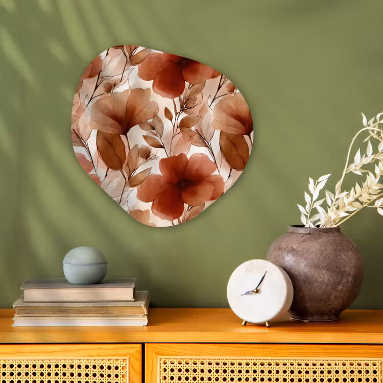 Bloemen - Aquarel - Botanisch - Terracotta Wandcirkel Organisch Forex 3mm klein 629 -sfeer2