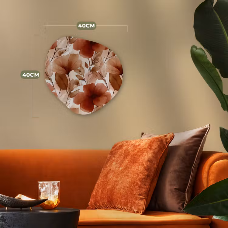 Bloemen - Aquarel - Botanisch - Terracotta Wandcirkel Organisch Forex 3mm klein 629 -sfeer3
