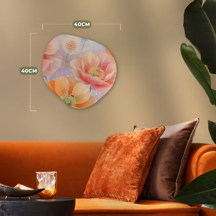 Bloemen - Aquarel - Natuur - Modern - Kleurrijk Wandcirkel Organisch Forex 3mm klein -sfeer3