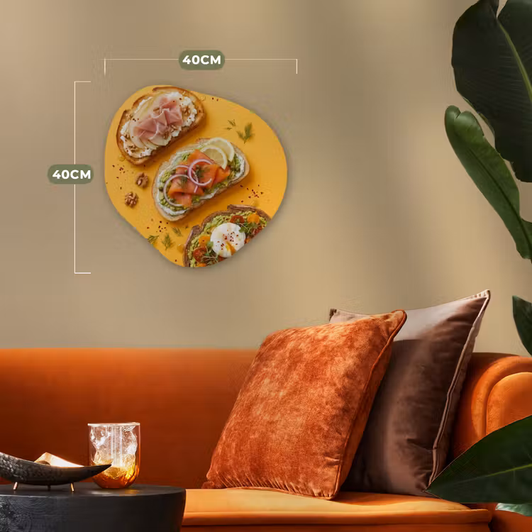 Eten - Brood - Ontbijt - Modern - Kleurrijk Wandcirkel Organisch Forex 3mm klein -sfeer3