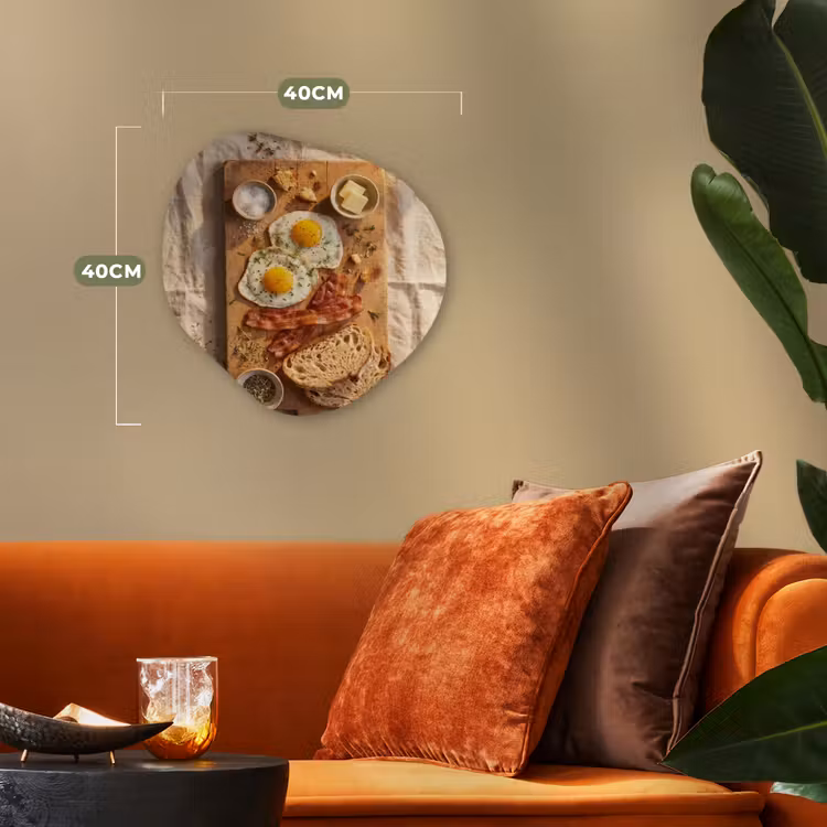 Eten - Ontbijt - Hout - Rustiek - Geel Wandcirkel Organisch Forex 3mm klein -sfeer3