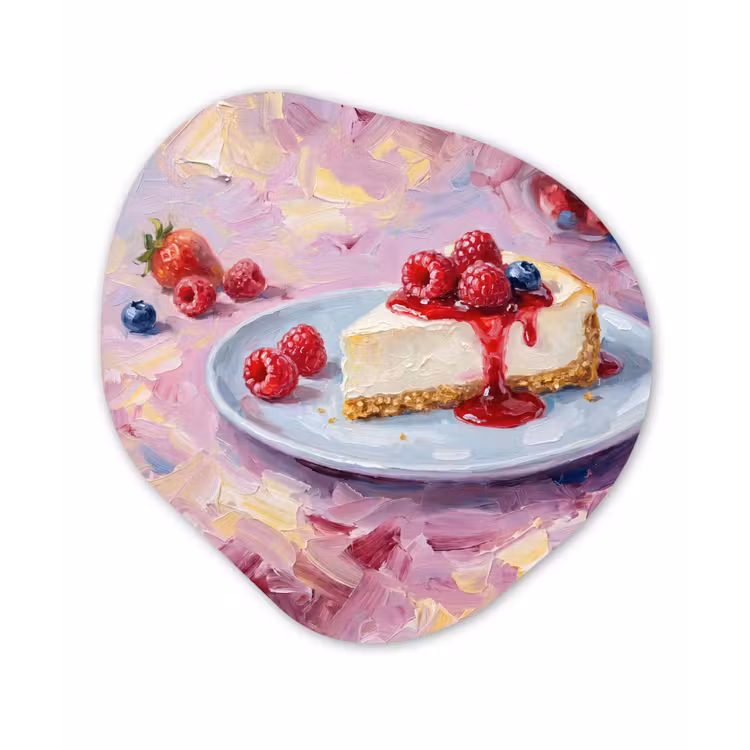 Eten - Cheesecake - Bessen - Abstract - Roze Wandcirkel Organisch Forex 3mm klein -3d