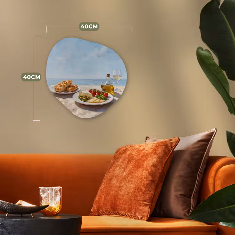 Eten - Middellandse Zee - Natuur - Geschilderd Wandcirkel Organisch Forex 3mm klein -sfeer3