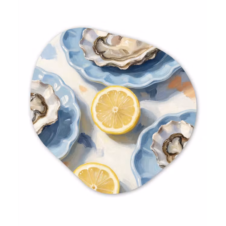 Eten - Oesters - Citroenen - Modern - Geel Wandcirkel Organisch Forex 3mm klein -3d