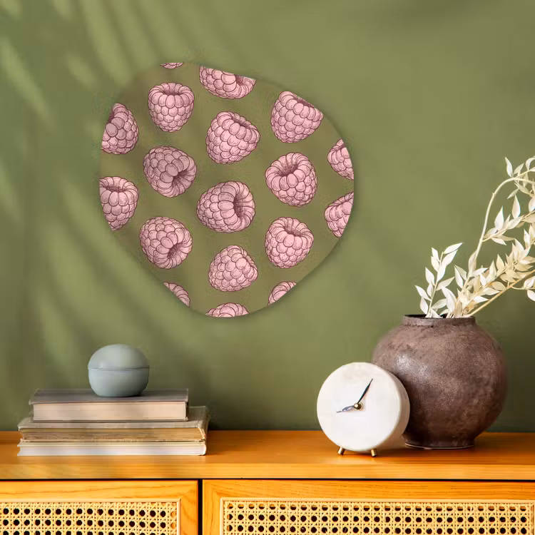 Eten - Patroon - Illustratie - Roze - Groen Wandcirkel Organisch Forex 3mm klein -sfeer2
