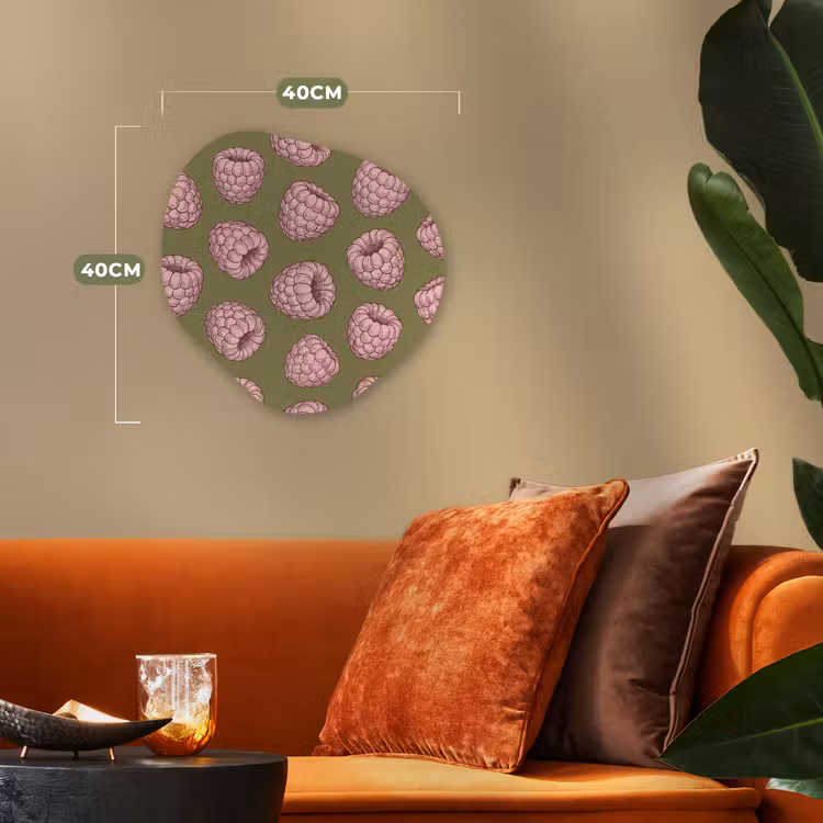 Eten - Patroon - Illustratie - Roze - Groen Wandcirkel Organisch Forex 3mm klein -sfeer3