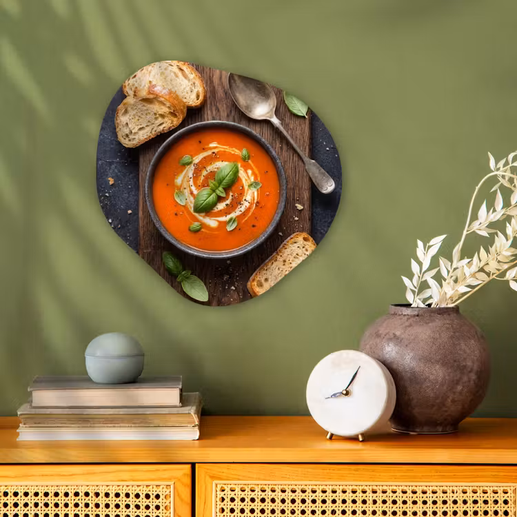 Eten - Soep - Basilicum - Rustiek - Rood Wandcirkel Organisch Forex 3mm klein -sfeer2