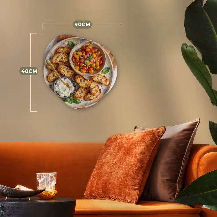 Eten - Tomaat - Brood - Kleurrijk - Keuken Wandcirkel Organisch Forex 3mm klein -sfeer3