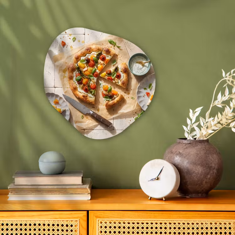 Eten - Tomaten - Basilicum - Maaltijd - Vers Wandcirkel Organisch Forex 3mm klein -sfeer2
