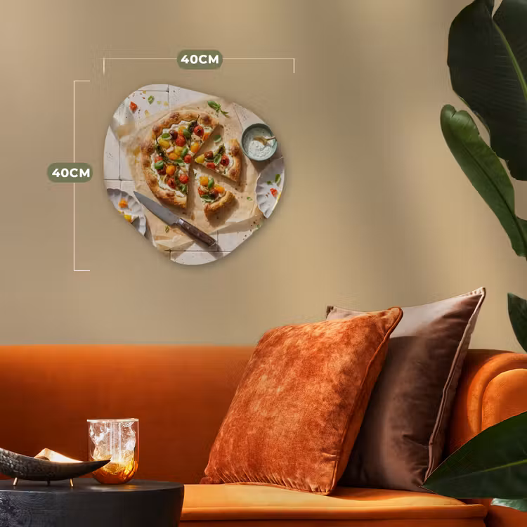 Eten - Tomaten - Basilicum - Maaltijd - Vers Wandcirkel Organisch Forex 3mm klein -sfeer3