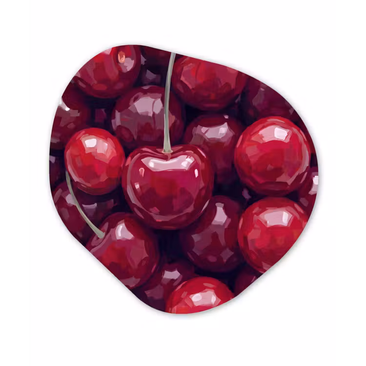 Fruit - Kersen - Eten - Modern - Rood Wandcirkel Organisch Forex 3mm klein -3d